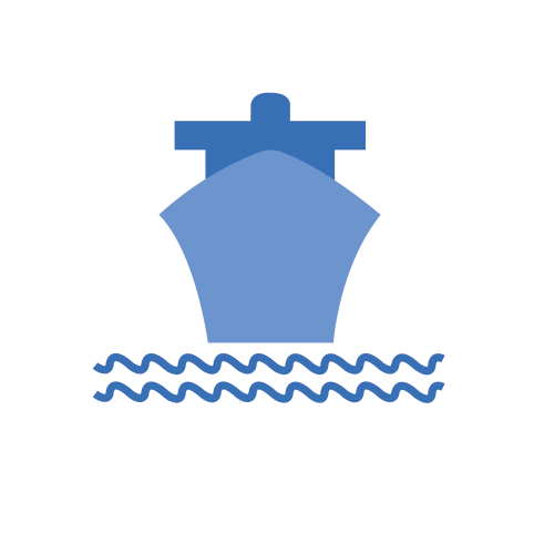 Icon mit Schiff und Wasser von vorne