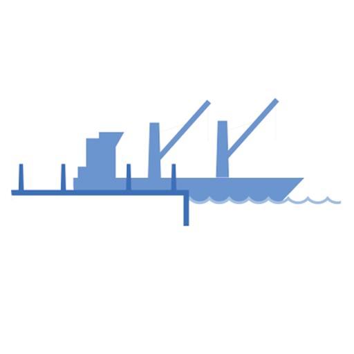Icon mit Hafenterminal und einen Schiff